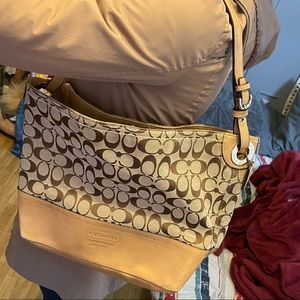Tan coach monogram purse
